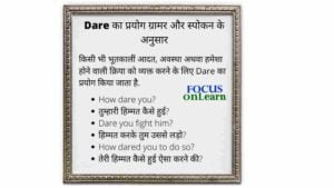Use of Dare in Hindi: मीनिंग, रूल्स, उदाहरण