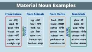Material Noun in Hindi: रूल्स, परिभाषा एवं Examples
