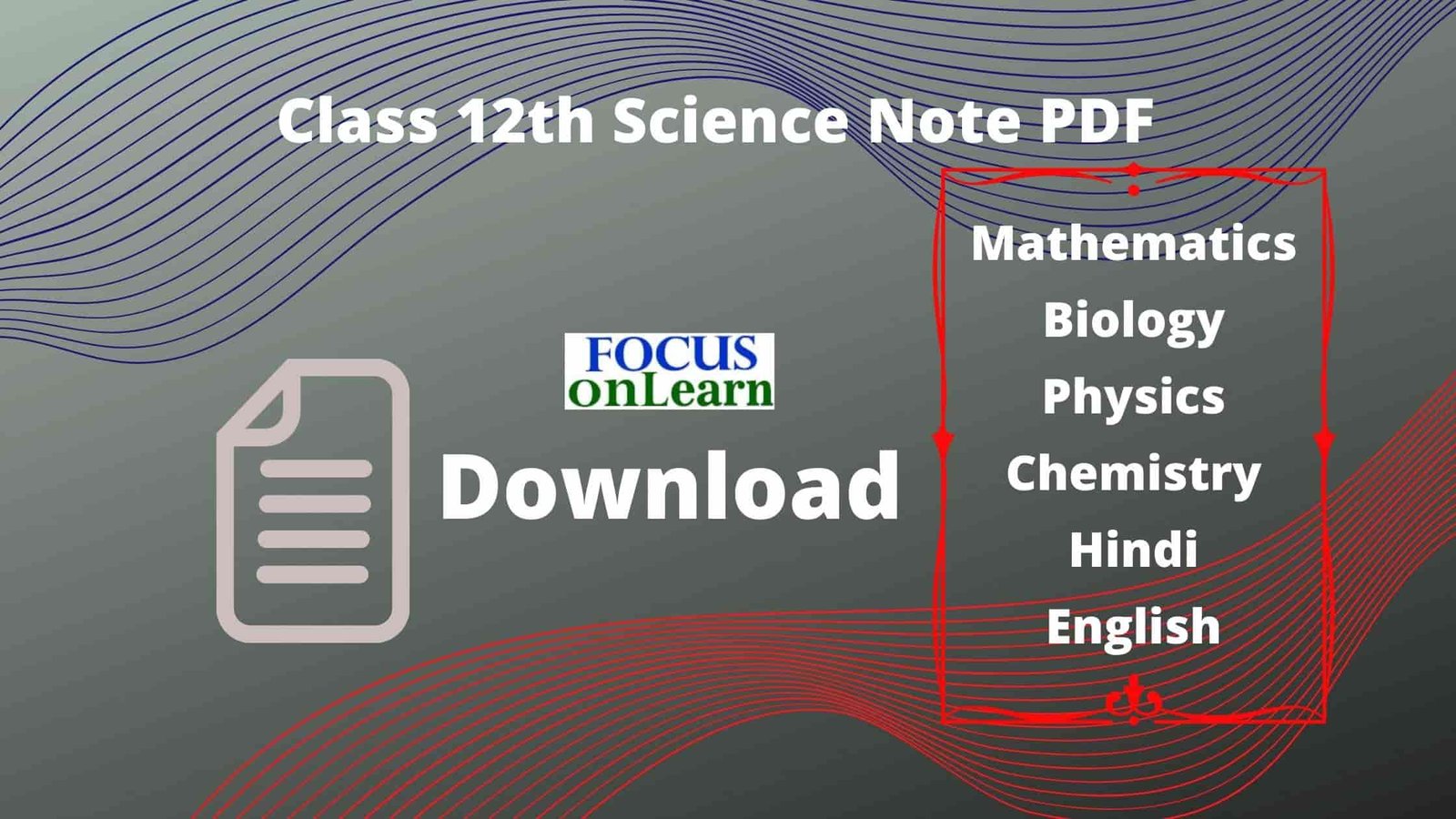 Class 12th Science Note PDF